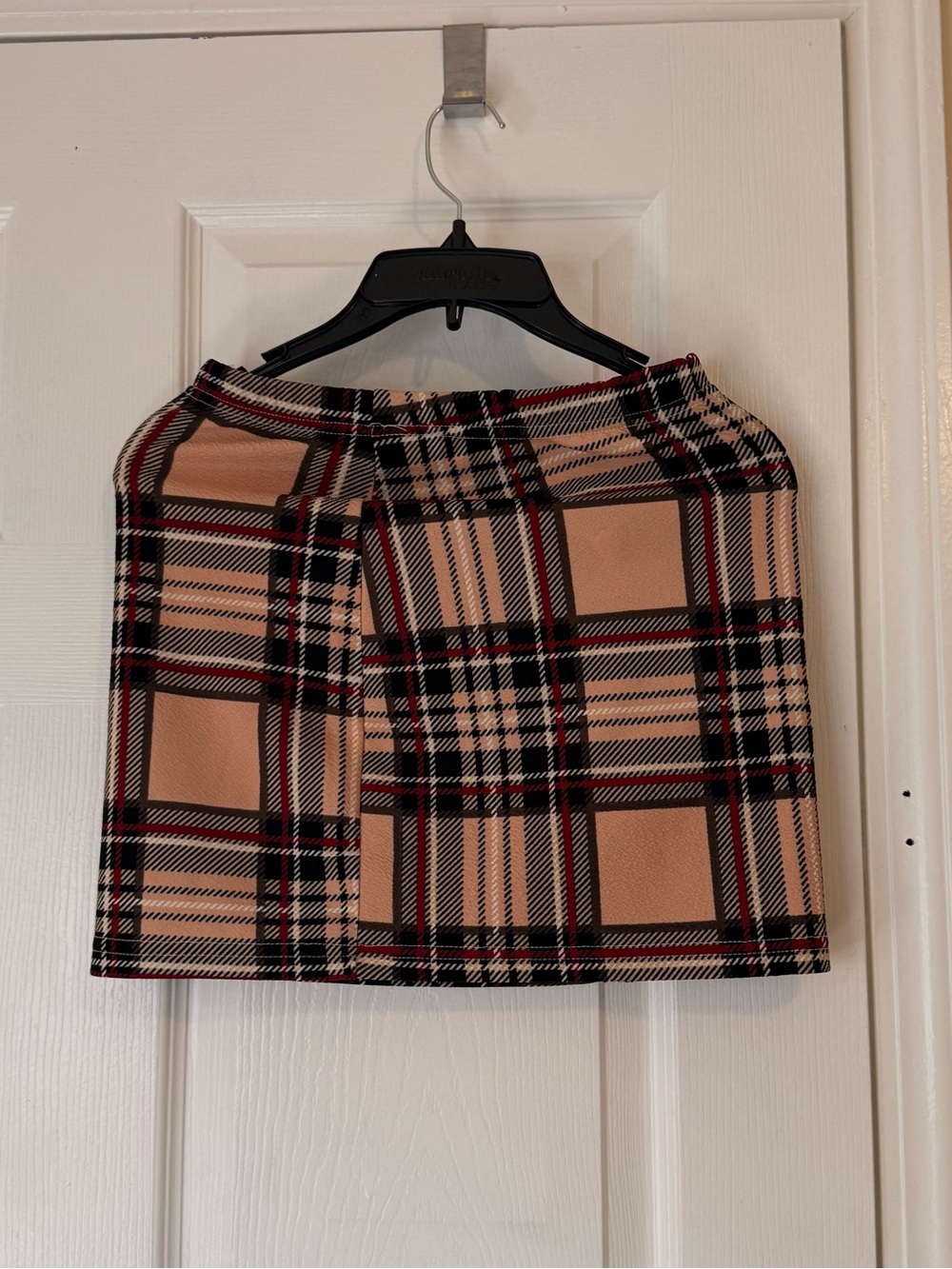 Plaid Mini Skirt in Camel and Black